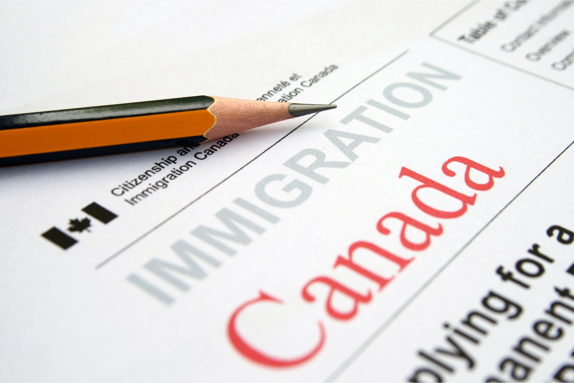 A close up of a Canadian immigration form