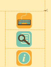 Research icons surrounded by cut lines